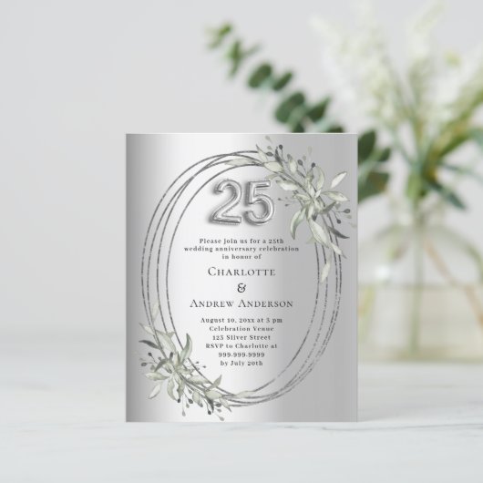 25. Hochzeitstag Silber Einladung (Stehend Vorderseite)