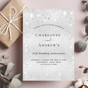 25. Hochzeitstag Silber Glitter-Party Einladung