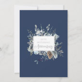 25. Hochzeitstag, Silber, Navy Blue Floral Einladung (Rückseite)