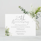 25. Hochzeitstag Silber Schrift Floral Einladung (Stehend Vorderseite)