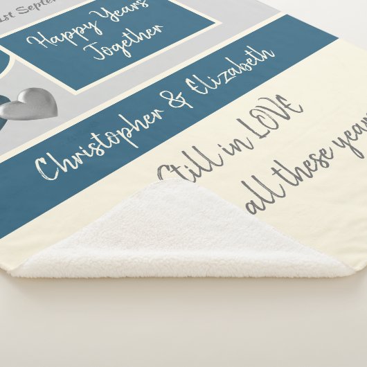 25. Hochzeitstag Silber und Blau Sherpadecke (3/4)