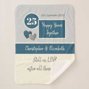 25. Hochzeitstag Silber und Blau Sherpadecke
