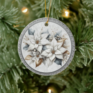 25. Hochzeitstag Silber Weiße Blume Keramik Ornament