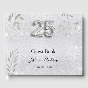25. Hochzeitstag Silberblätterbuch Gästebuch