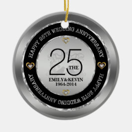 25. Hochzeitstag & Silberdesign Keramik Ornament