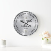 25. Hochzeitstag - Silberdiamanten Große Wanduhr (Zuhause)