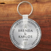 25. Hochzeitstag - Silberdiamanten Schlüsselanhänger (Vorderseite)