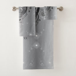 25. Hochzeitstag Silberherz Badhandtuch Set