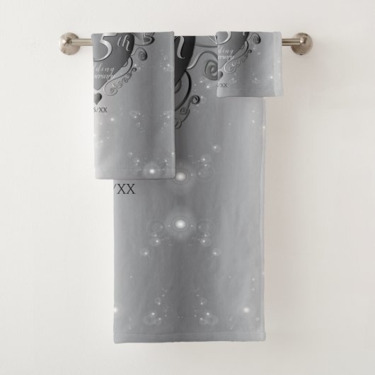 25. Hochzeitstag Silberherz Badhandtuch Set (Insitu)