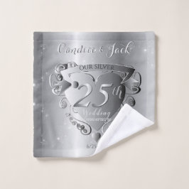 25. Hochzeitstag Silberherz Badhandtuch Set