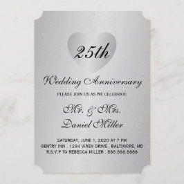 25. Hochzeitstag Silberherz Einladung