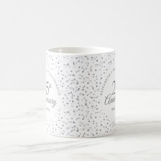 25. Hochzeitstag Silberherz Kaffeetasse (Mittel)