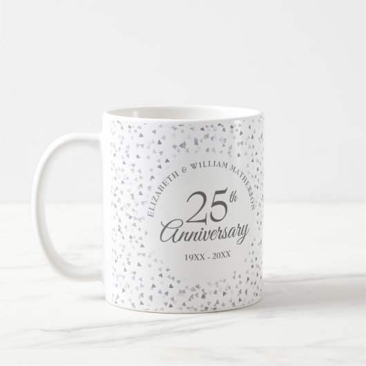 25. Hochzeitstag Silberherz Kaffeetasse (Links)