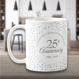 25. Hochzeitstag Silberherz Kaffeetasse