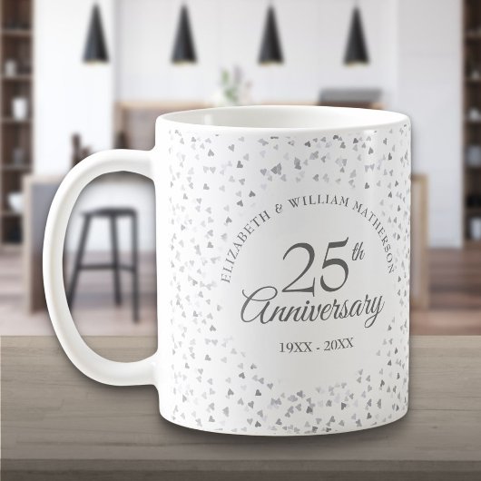 25. Hochzeitstag Silberherz Kaffeetasse