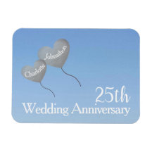 25. Hochzeitstag Silberherzballons