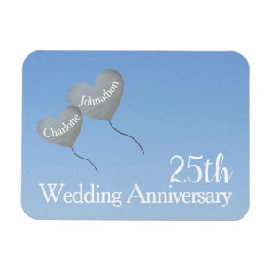 25. Hochzeitstag Silberherzballons Magnet