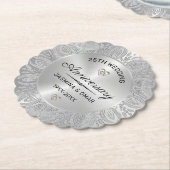 25. Hochzeitstag Silbermandala Untersetzer (angewinkelt)