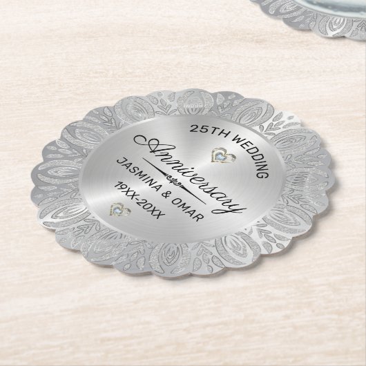 25. Hochzeitstag Silbermandala Untersetzer (angewinkelt)