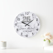 25. Hochzeitstag Silbermarmor Große Wanduhr (Zuhause)
