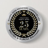 25. Hochzeitstag - Silbermedaille und Glitzer Button (Vorderseite)