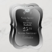 25. Hochzeitstag - Silberne Imitate Diamant Einladung (Vorne/Hinten)