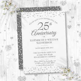 25. Hochzeitstag Silberne Liebe Herz Einladung
