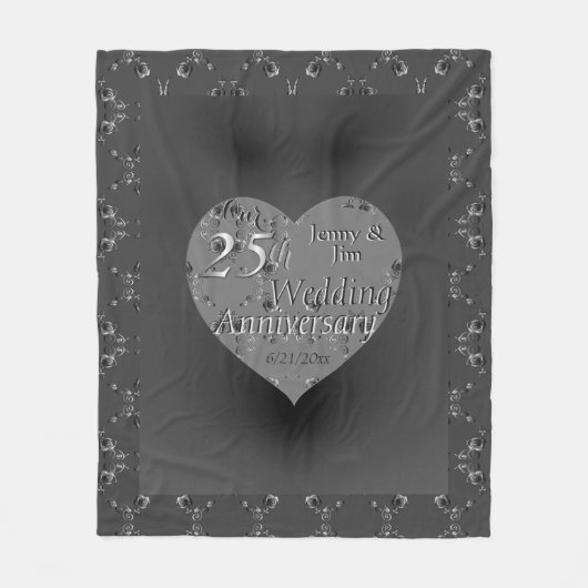 25. Hochzeitstag Silberne Rose Herzenslust Fleece (Vorderseite)