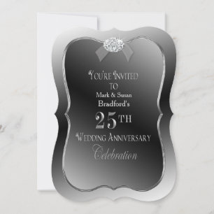 25. Hochzeitstag - Silberner Faux-Diamant Einladung