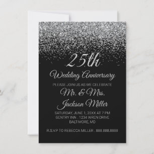 25. Hochzeitstag Silberner Glitzer Einladung