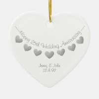 25. Hochzeitstag Silberner Herzverzierung
