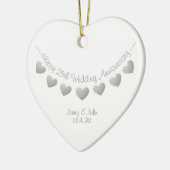 25. Hochzeitstag Silberner Herzverzierung Keramik Ornament (Links)