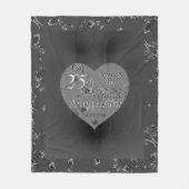 25. Hochzeitstag Silberner Rose Herz Fleecedecke (Vorderseite)