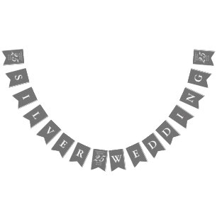 25. Hochzeitstag silberner Stardust Confetti Wimpelkette