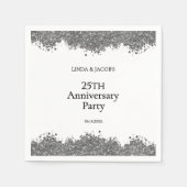 25. Hochzeitstag Silbernes Faux Glitter  Serviette (Vorderseite)