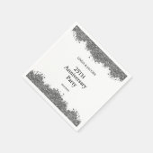 25. Hochzeitstag Silbernes Faux Glitter  Serviette (Ecke)