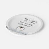 25. Hochzeitstag Silberschwäne Pappteller (Schrägansicht)