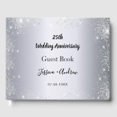 25. Hochzeitstag Silberstaub aus Glitzer Gästebuch (Vorderseite)