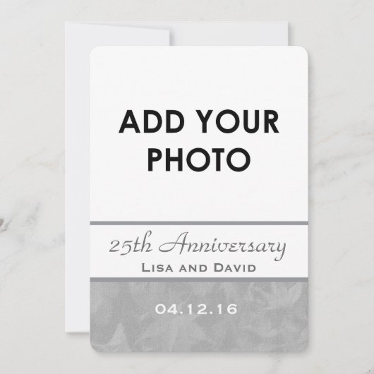25. Hochzeitstag Silberverschmutzte Blätter B09A Einladung (Vorderseite)