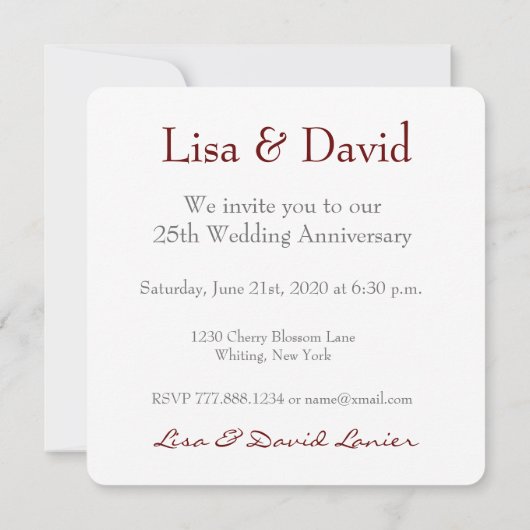 25. Hochzeitstag Silberverschmutzte Blätter B09B Einladung (Rückseite)