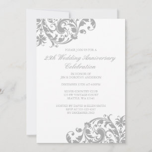 25. Hochzeitstag Silberwirl Geblüht Einladung