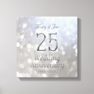 25. Hochzeitstag Silver Bokeh Typografie Leinwanddruck