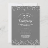 25. Hochzeitstag Silver Hearts Confetti Einladung (Vorderseite)