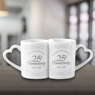 25. Hochzeitstag Silver Hearts Confetti Liebestassen