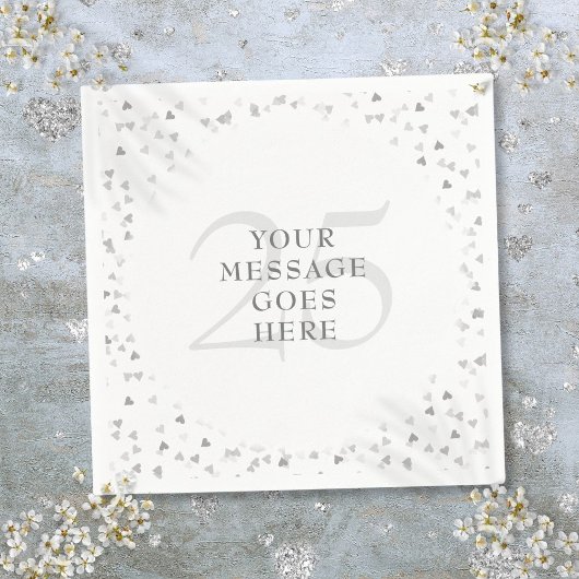 25. Hochzeitstag Silver Hearts Confetti Serviette