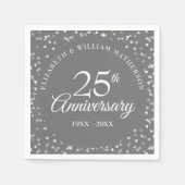 25. Hochzeitstag Silver Hearts Confetti Serviette (Vorderseite)