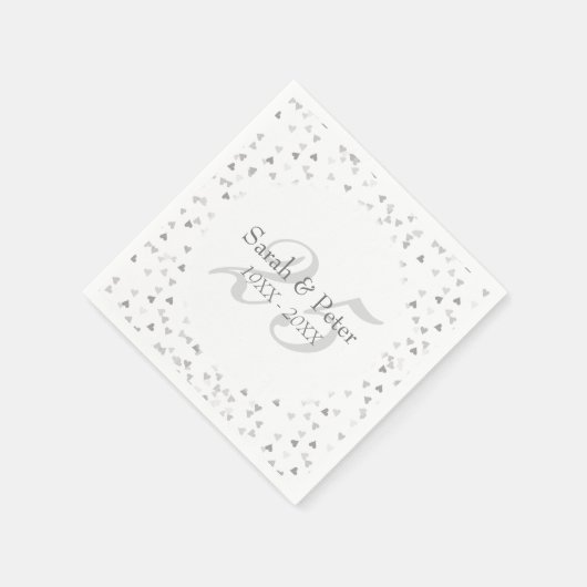 25. Hochzeitstag Silver Hearts Confetti Serviette (Ecke)