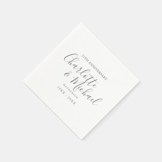 25. Hochzeitstag Silver Simple Signature Serviette (Ecke)