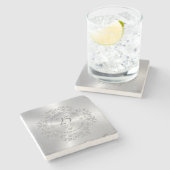 25. Hochzeitstag Silver Sparkling Frame Steinuntersetzer (Seitenansicht)