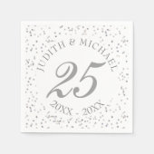25. Hochzeitstag Silver Stardust Confetti Serviette (Vorderseite)